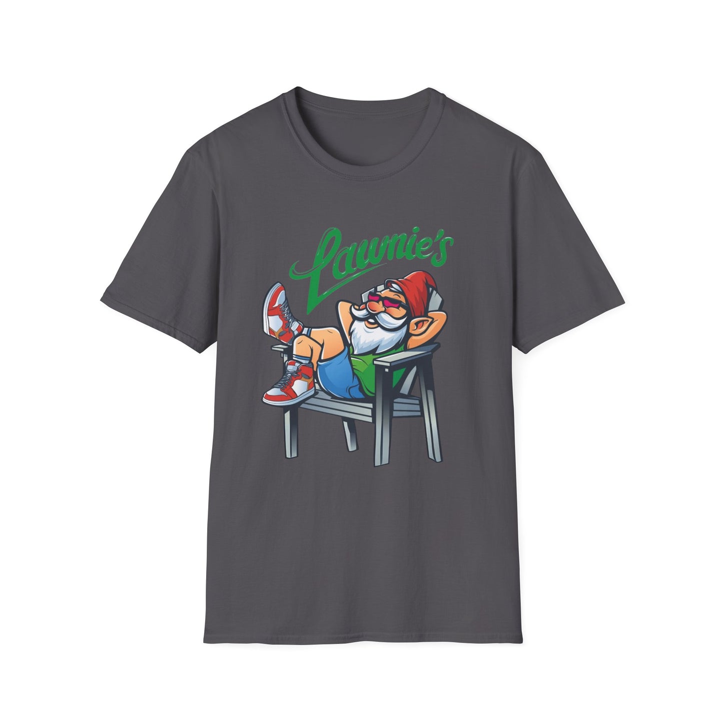 Relaxed Gnome T-Shirt with Lawnie's Design, Unisex Tee for Garden Lovers, Funny Gift for Birthdays, Casual Wear, Relaxation Vibe