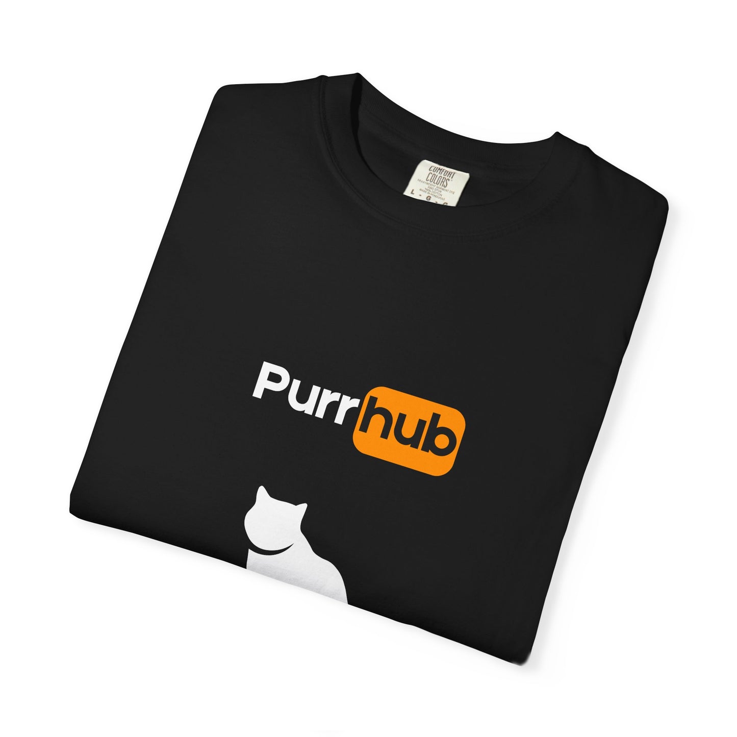"Purr-Hub" Edgy Bold Cat T-Shirt (Smaller Design)