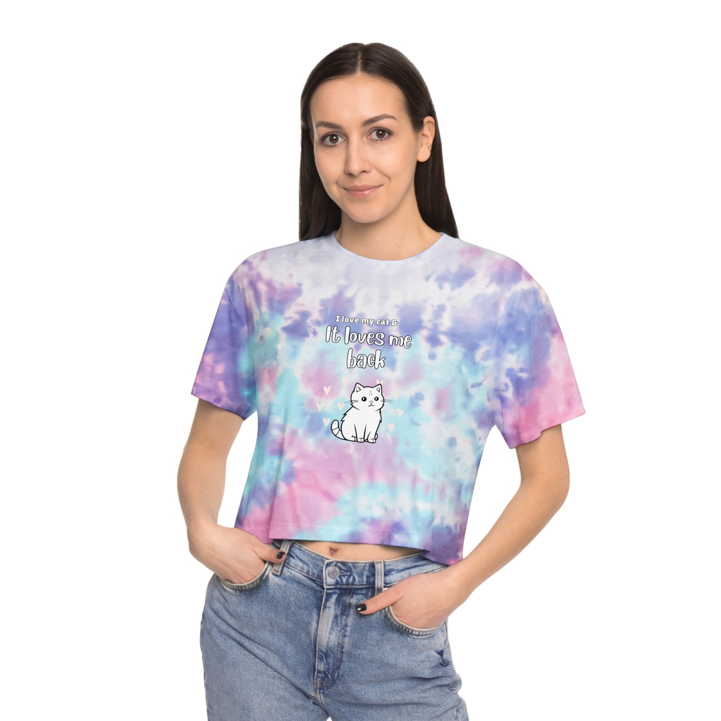 I Love My Cat - Women's Tie-Dye Crop Tee