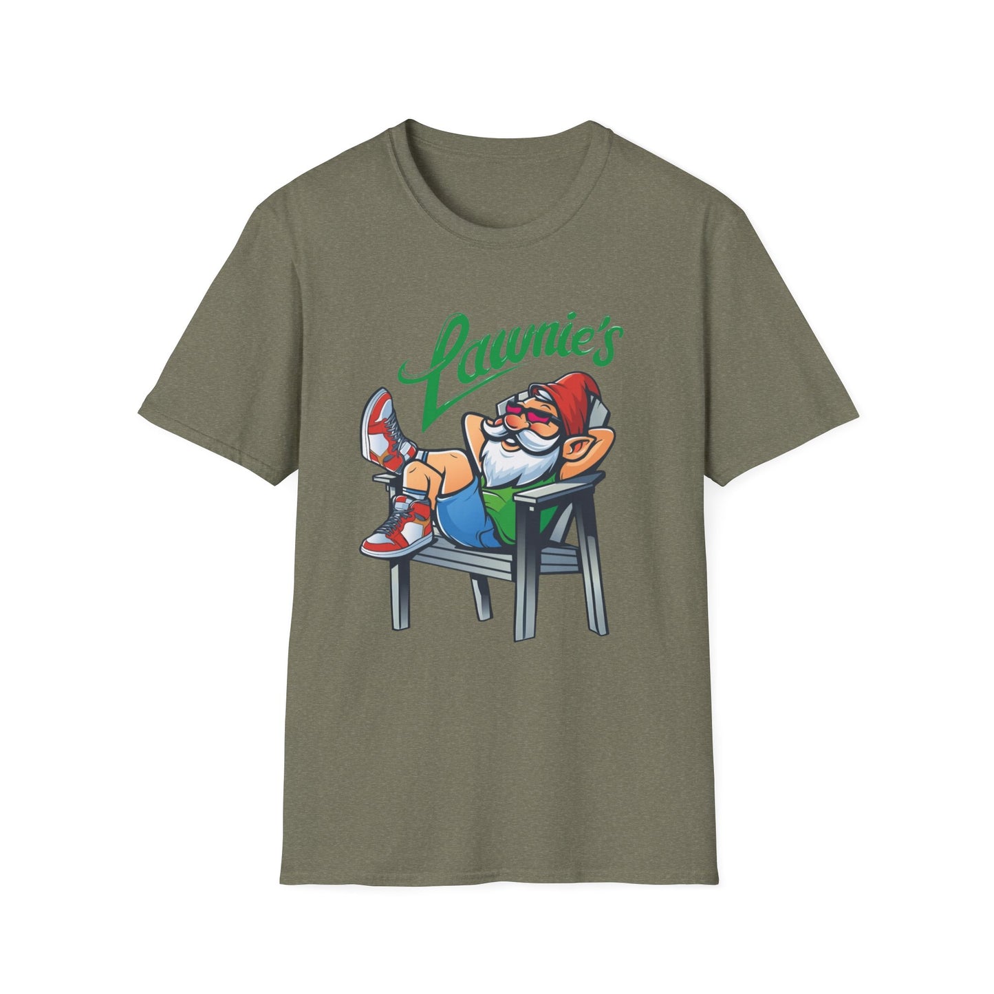 Relaxed Gnome T-Shirt with Lawnie's Design, Unisex Tee for Garden Lovers, Funny Gift for Birthdays, Casual Wear, Relaxation Vibe