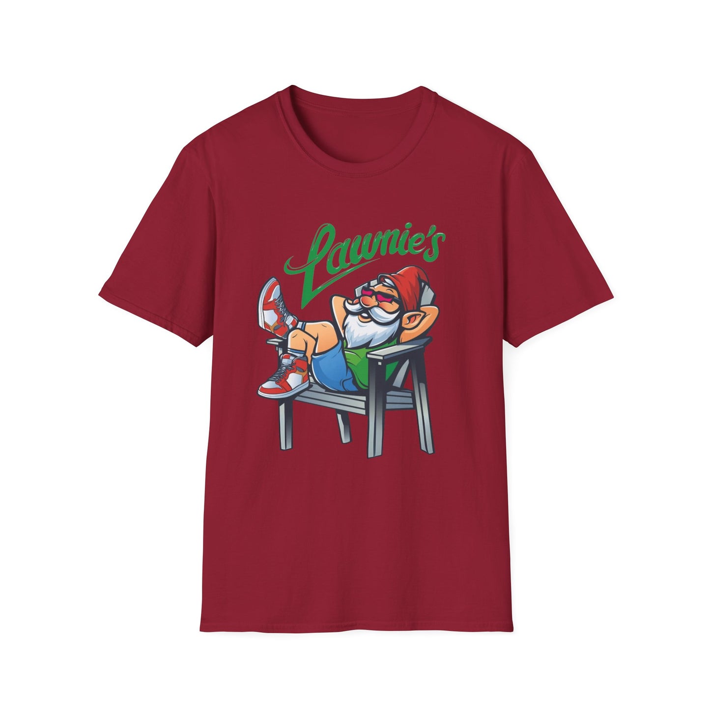 Relaxed Gnome T-Shirt with Lawnie's Design, Unisex Tee for Garden Lovers, Funny Gift for Birthdays, Casual Wear, Relaxation Vibe