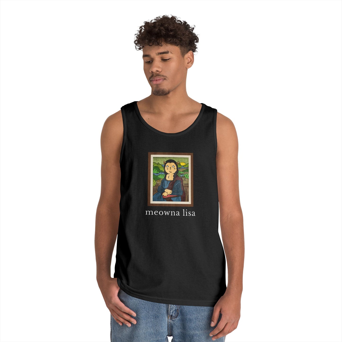 Meowna Lisa Funny Unisex Tank Top