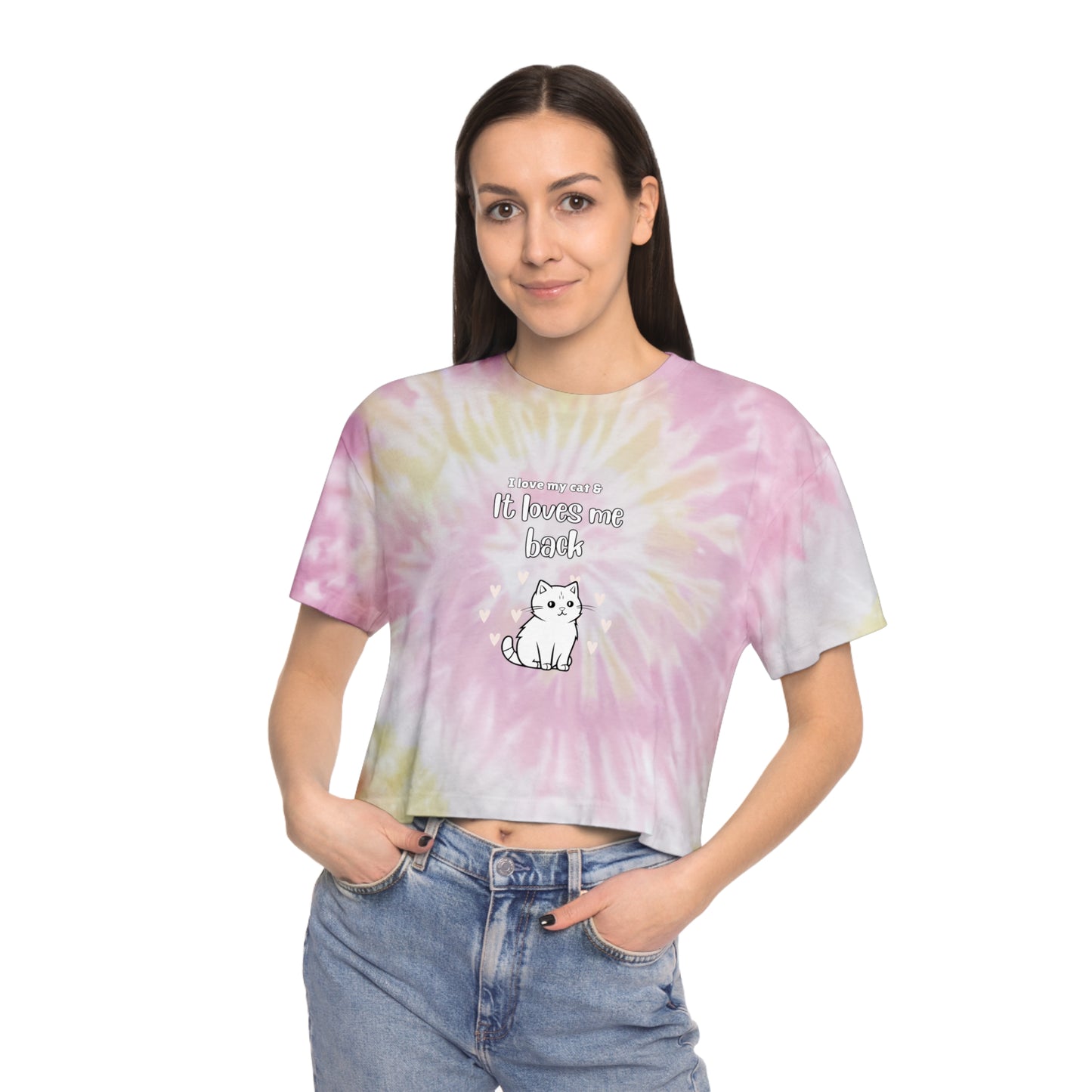 I Love My Cat - Women's Tie-Dye Crop Tee