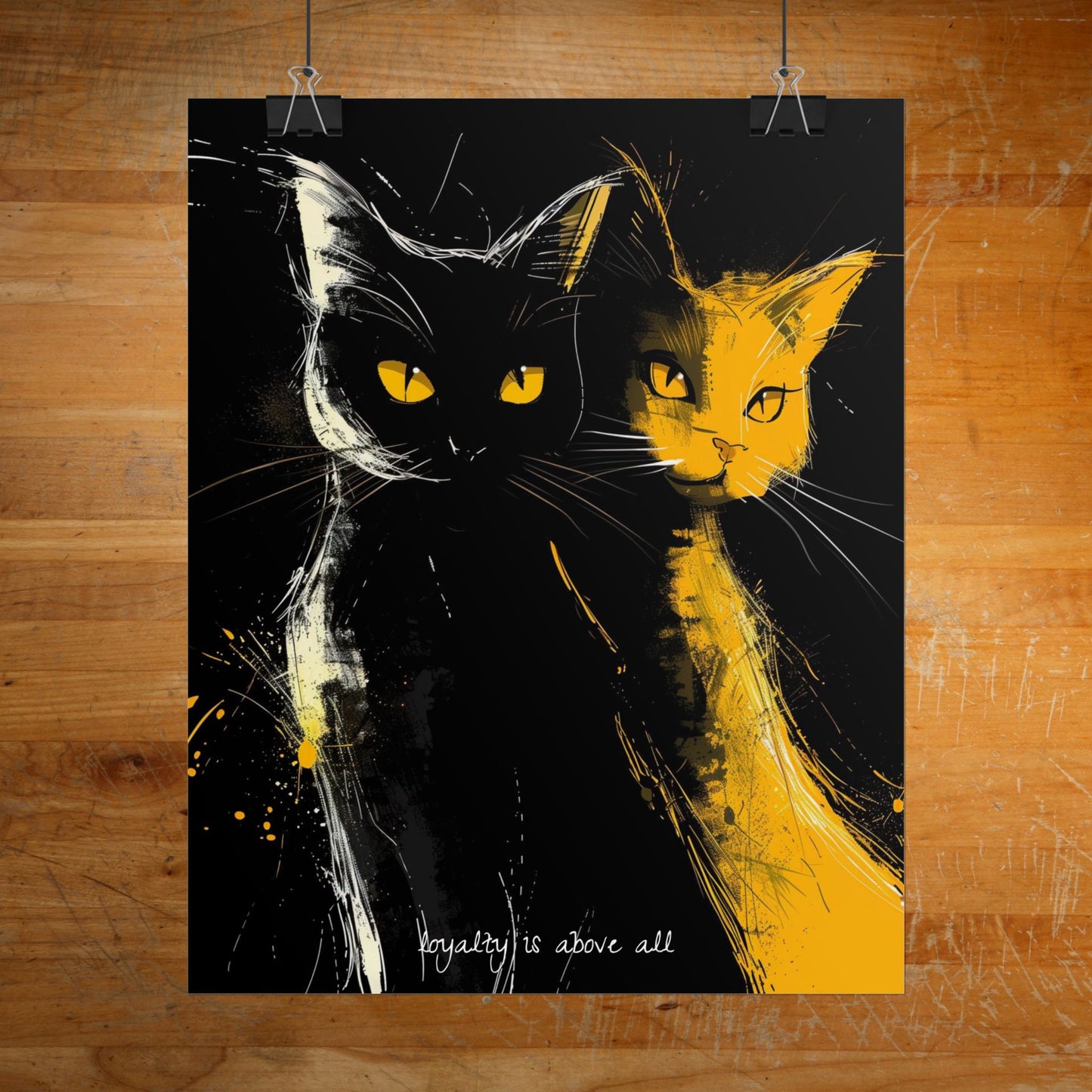 "Loyalty Above All" Anime-Style Cat Poster