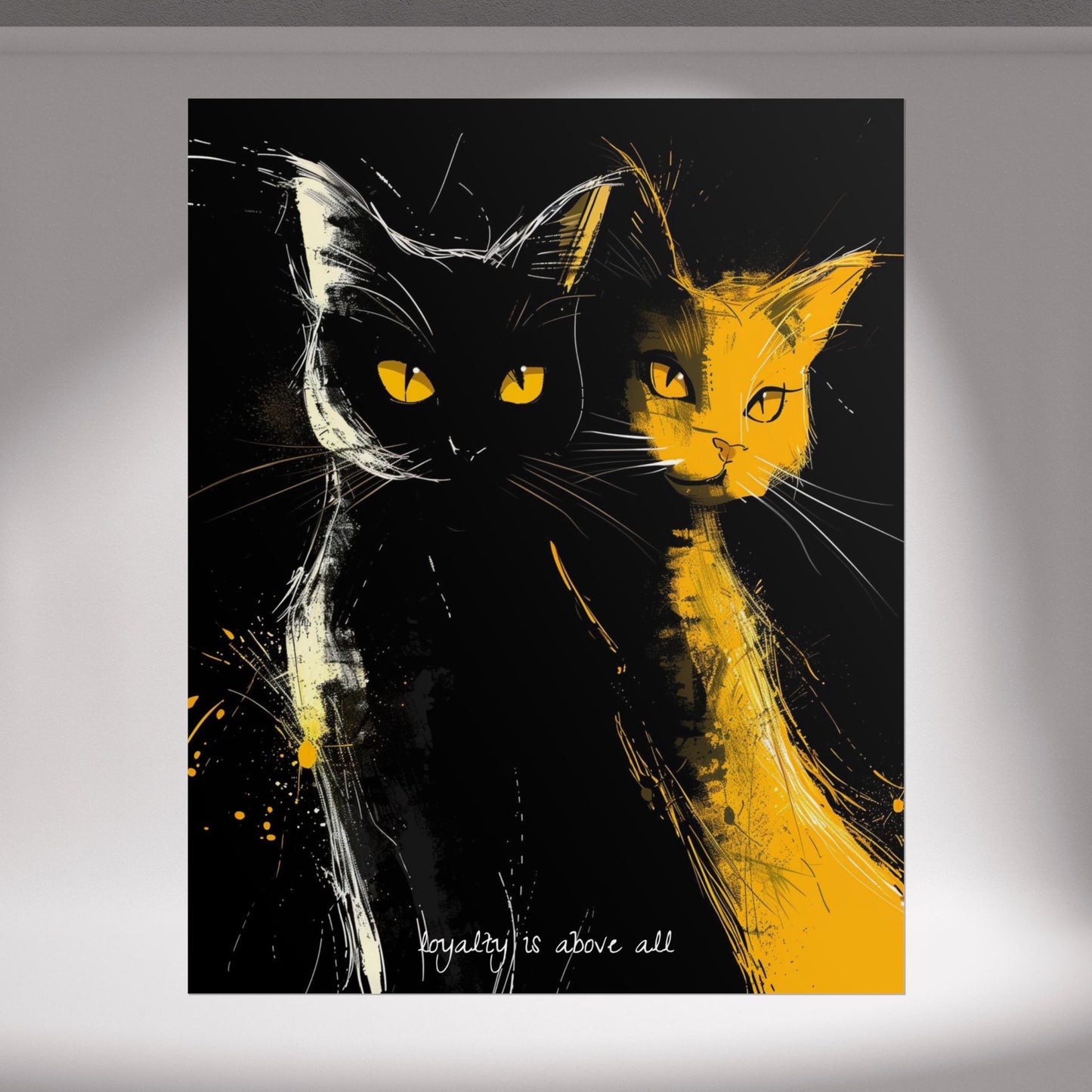 "Loyalty Above All" Anime-Style Cat Poster