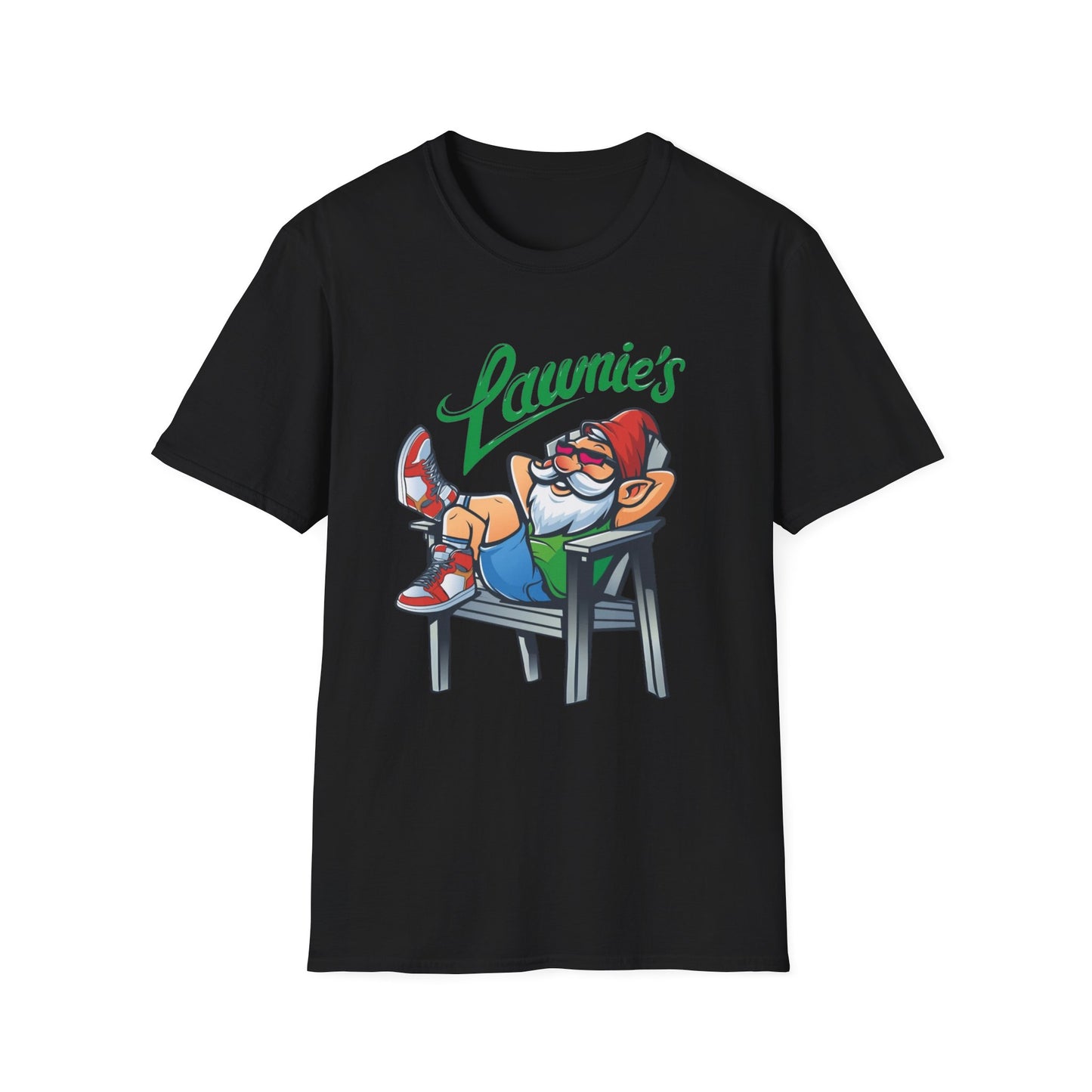 Relaxed Gnome T-Shirt with Lawnie's Design, Unisex Tee for Garden Lovers, Funny Gift for Birthdays, Casual Wear, Relaxation Vibe