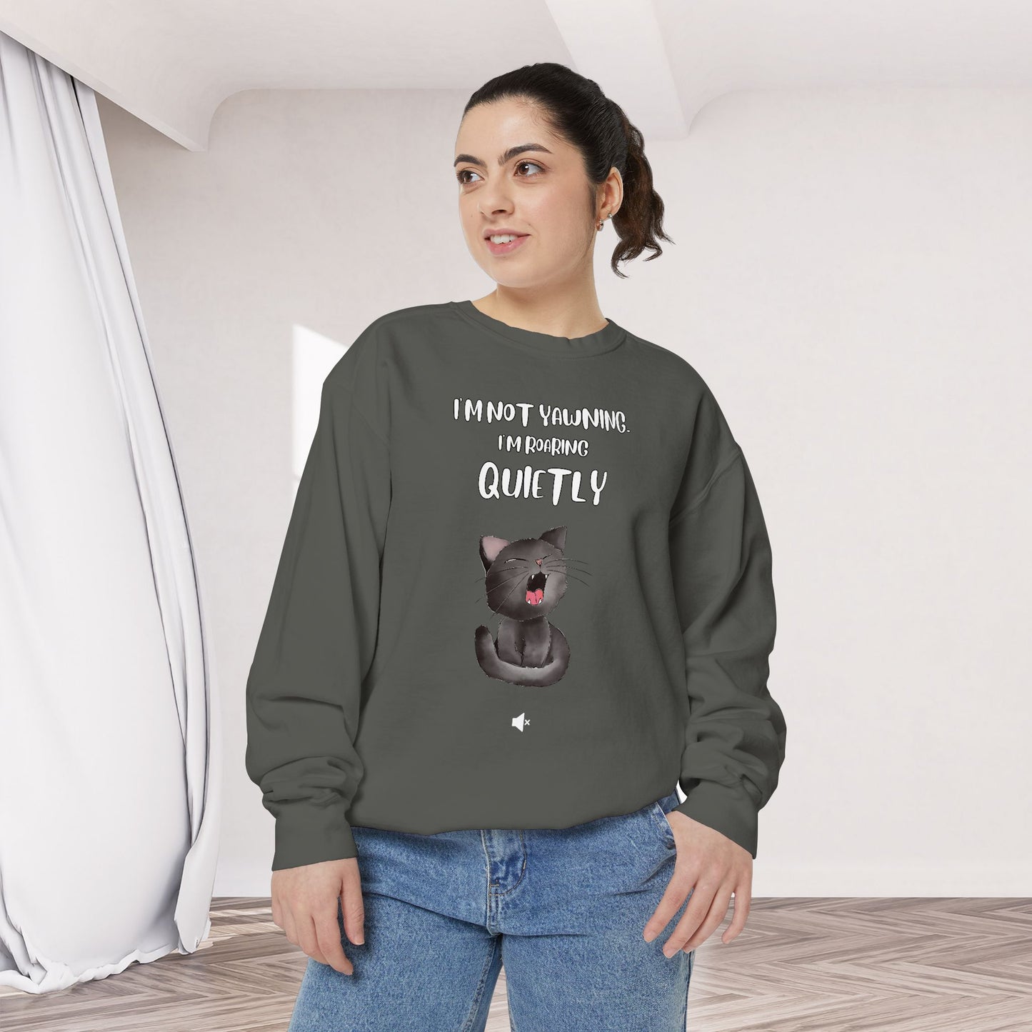 "Roaring Quietly" Cozy Cat Sweatshirt