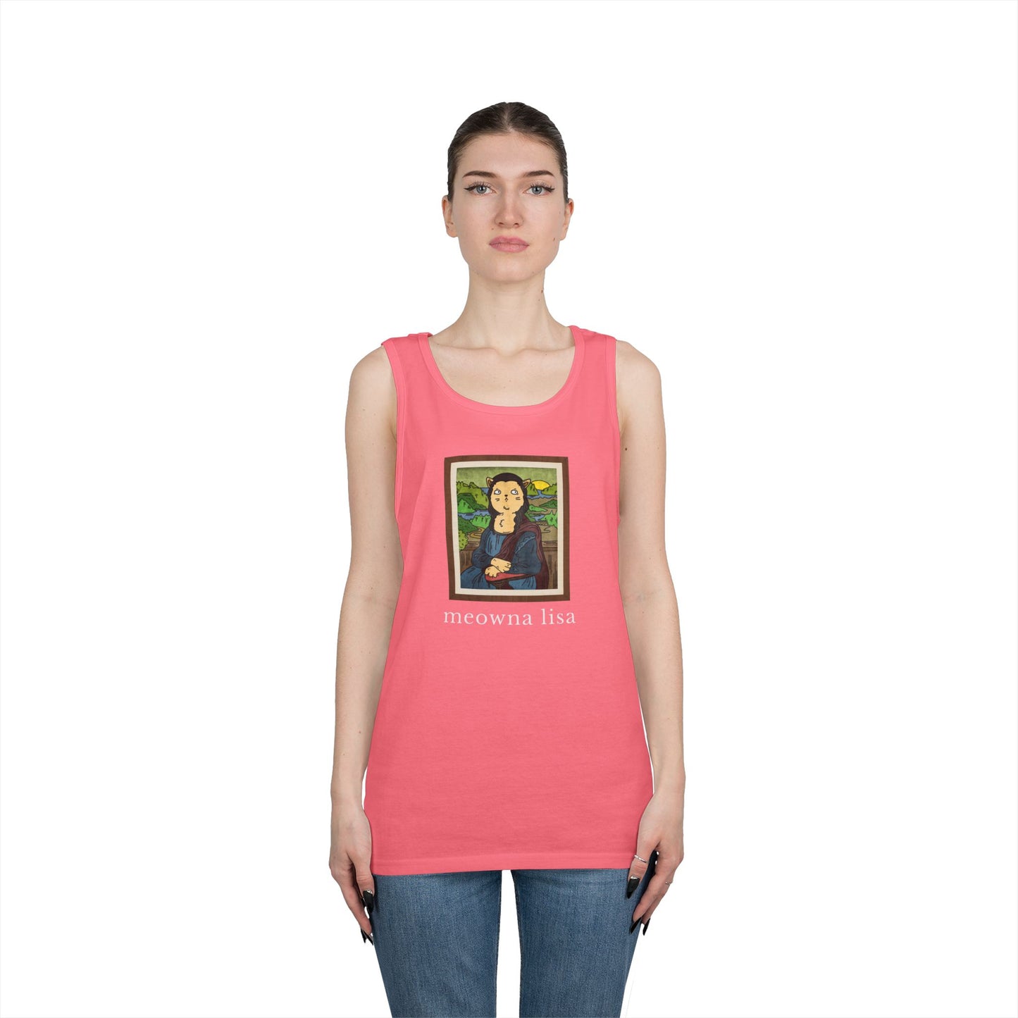 Meowna Lisa Funny Unisex Tank Top
