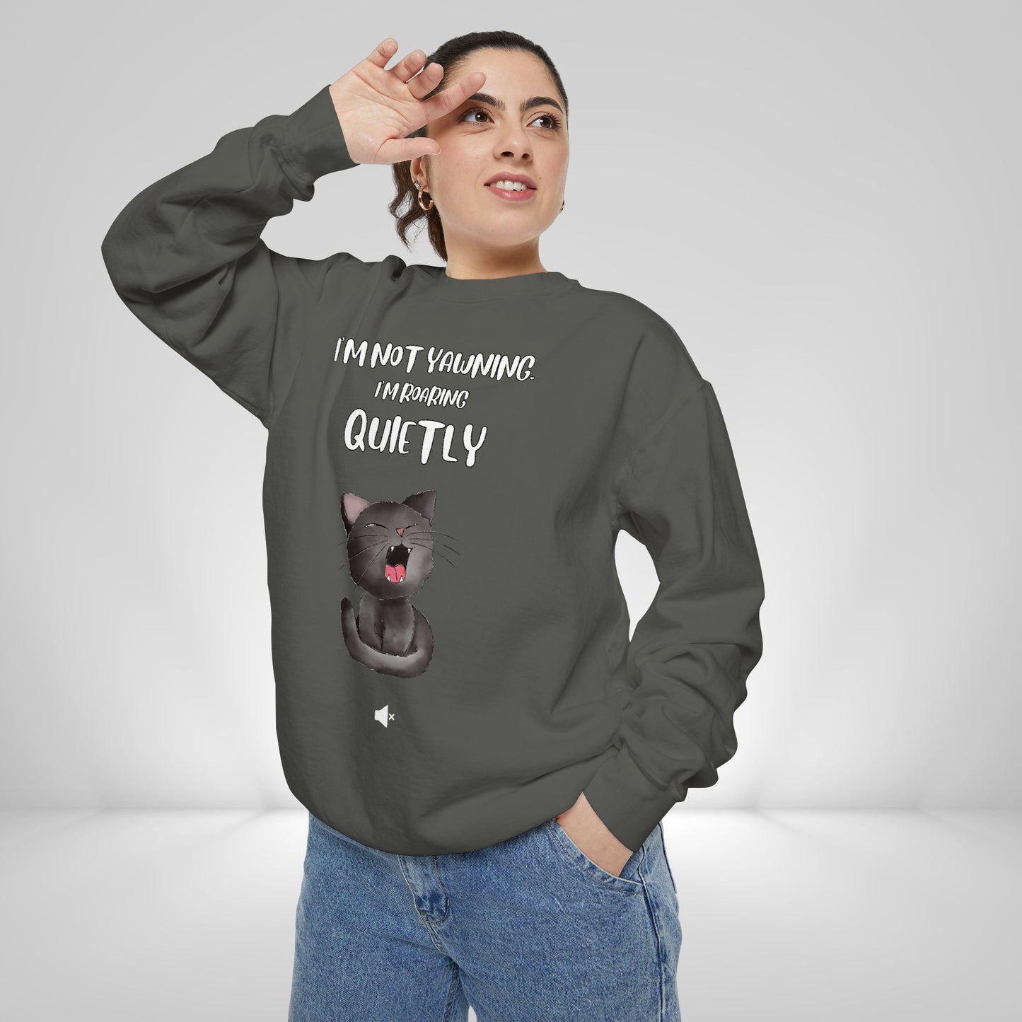 "Roaring Quietly" Cozy Cat Sweatshirt