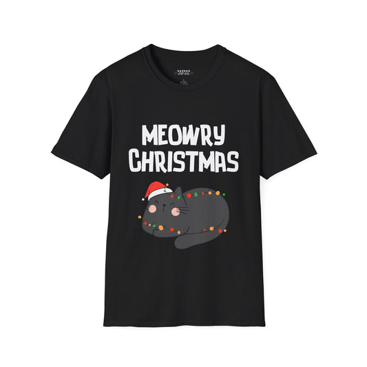"Meowry Christmas" Funny and Cute Christmas Holiday Cat T-Shirt