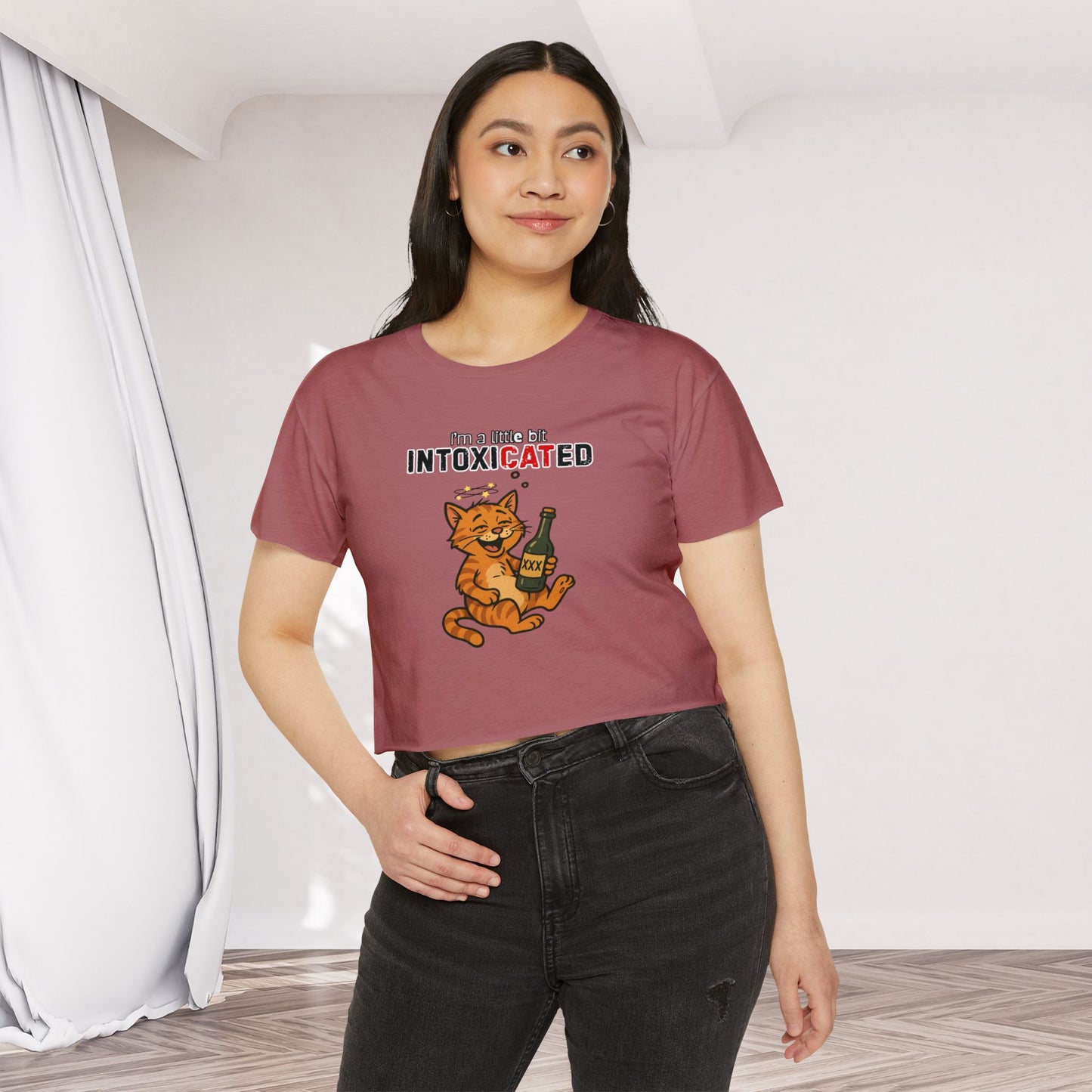 "IntoxiCATed" Crop-Top Shirt for Women
