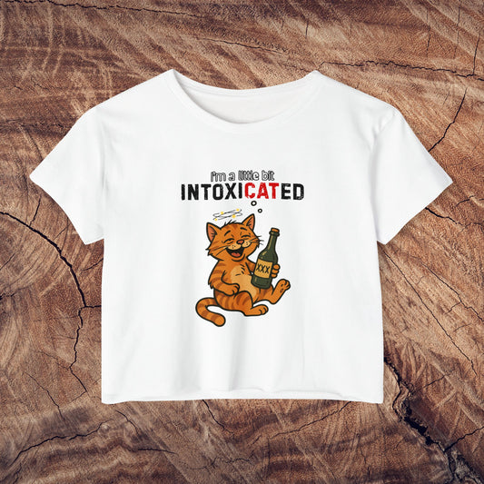 "IntoxiCATed" Crop-Top Shirt for Women