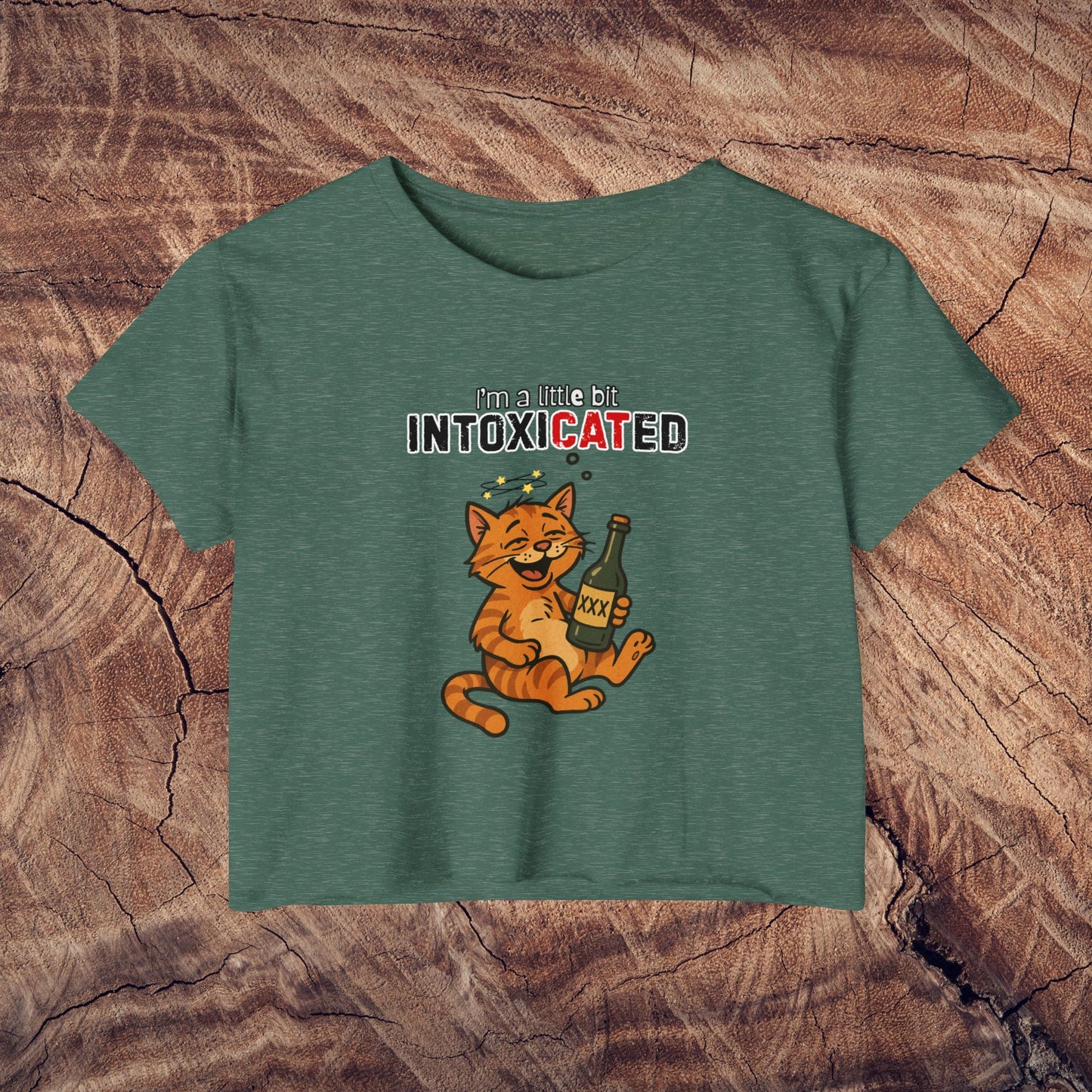 "IntoxiCATed" Crop-Top Shirt for Women