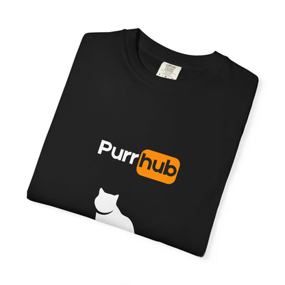 "Purr-Hub" Edgy Bold Cat T-Shirt (Smaller Design)