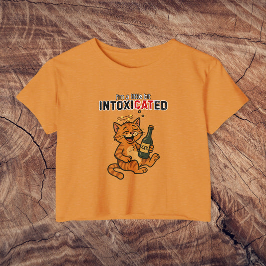 "IntoxiCATed" Crop-Top Shirt for Women