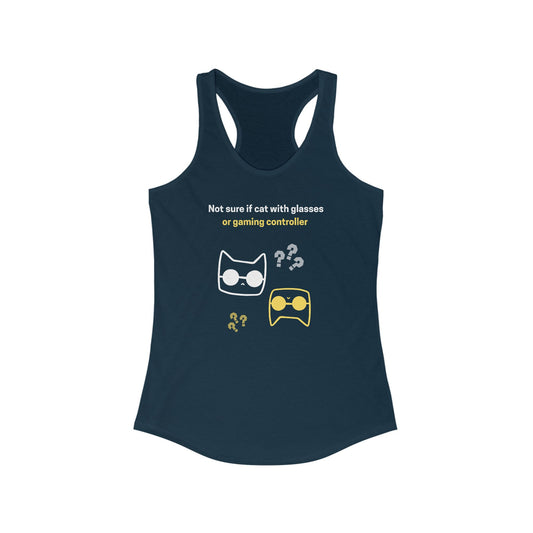 Not Sure If Cat Or Controller Funny Women's Tank Top