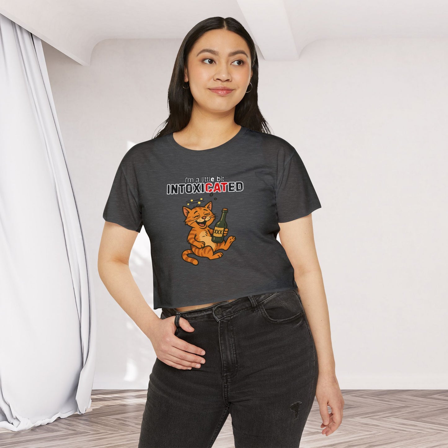 "IntoxiCATed" Crop-Top Shirt for Women