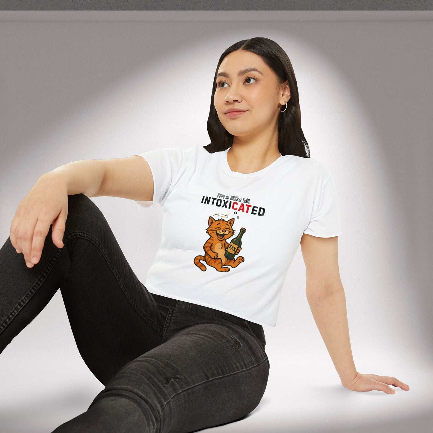 "IntoxiCATed" Crop-Top Shirt for Women