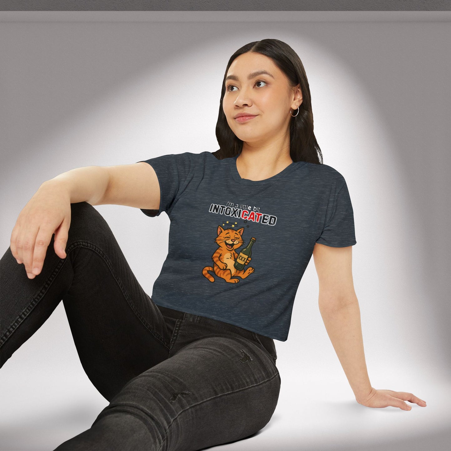"IntoxiCATed" Crop-Top Shirt for Women