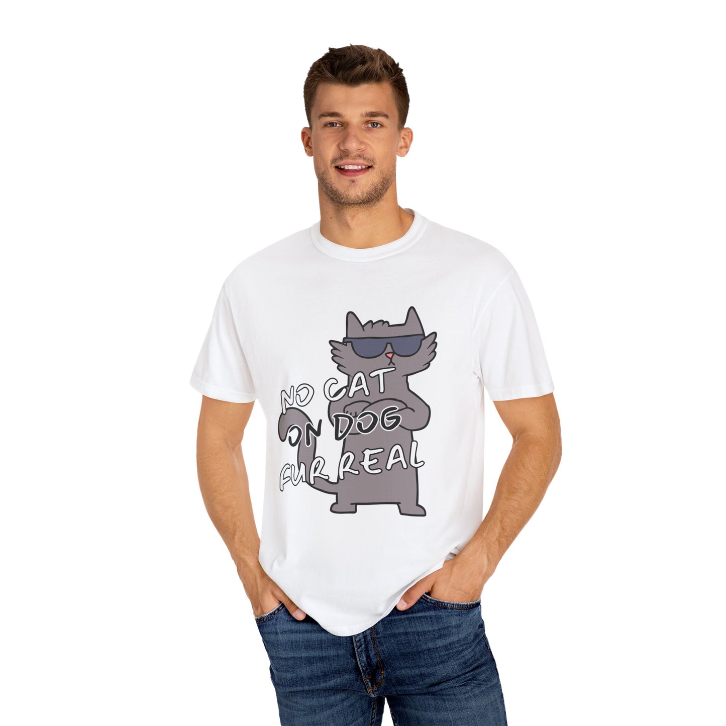 "No Cat, On Dog" Funny Cat T-Shirt