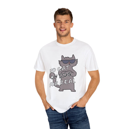 "No Cat, On Dog" Funny Cat T-Shirt