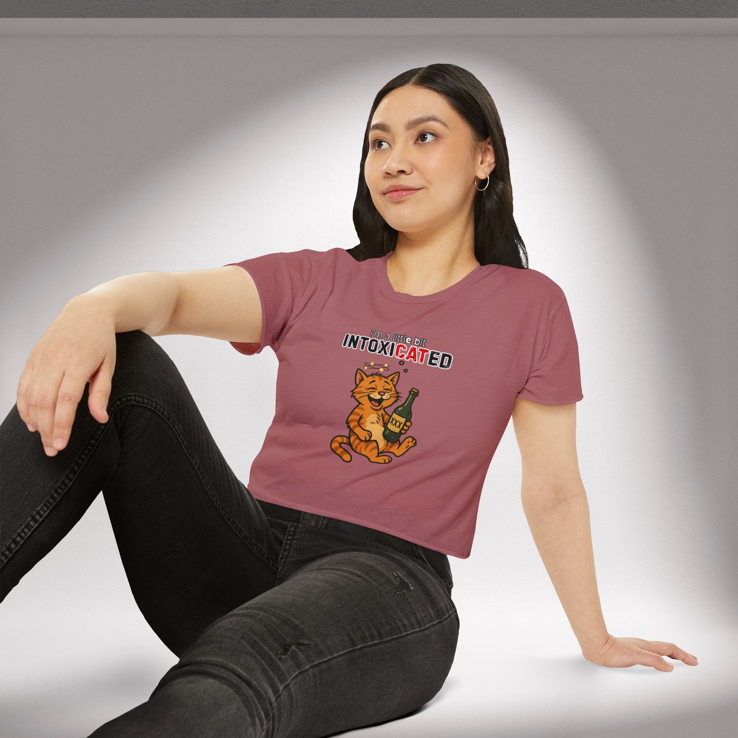 "IntoxiCATed" Crop-Top Shirt for Women