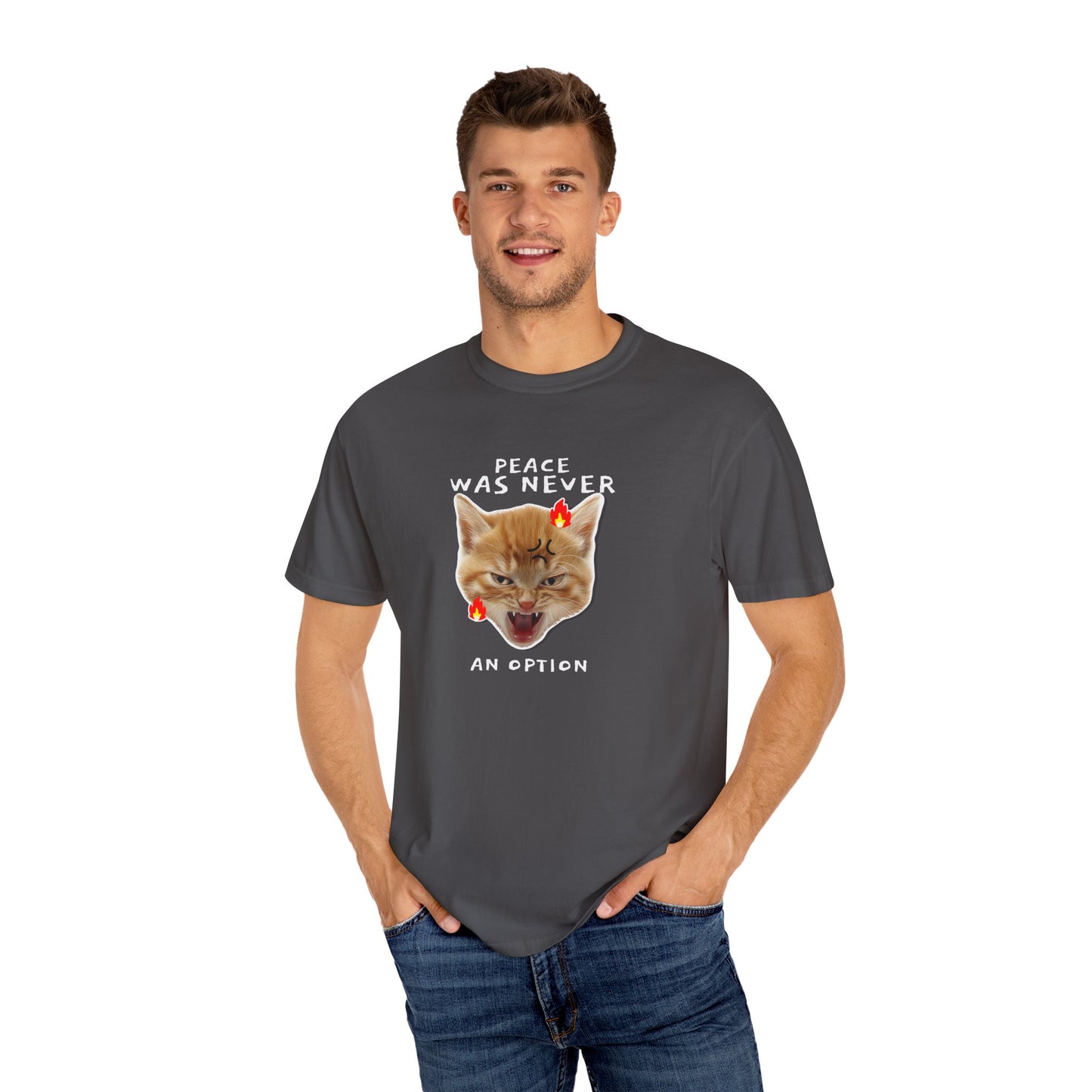 "Peace Was Never an Option" Funny Cat T-Shirt