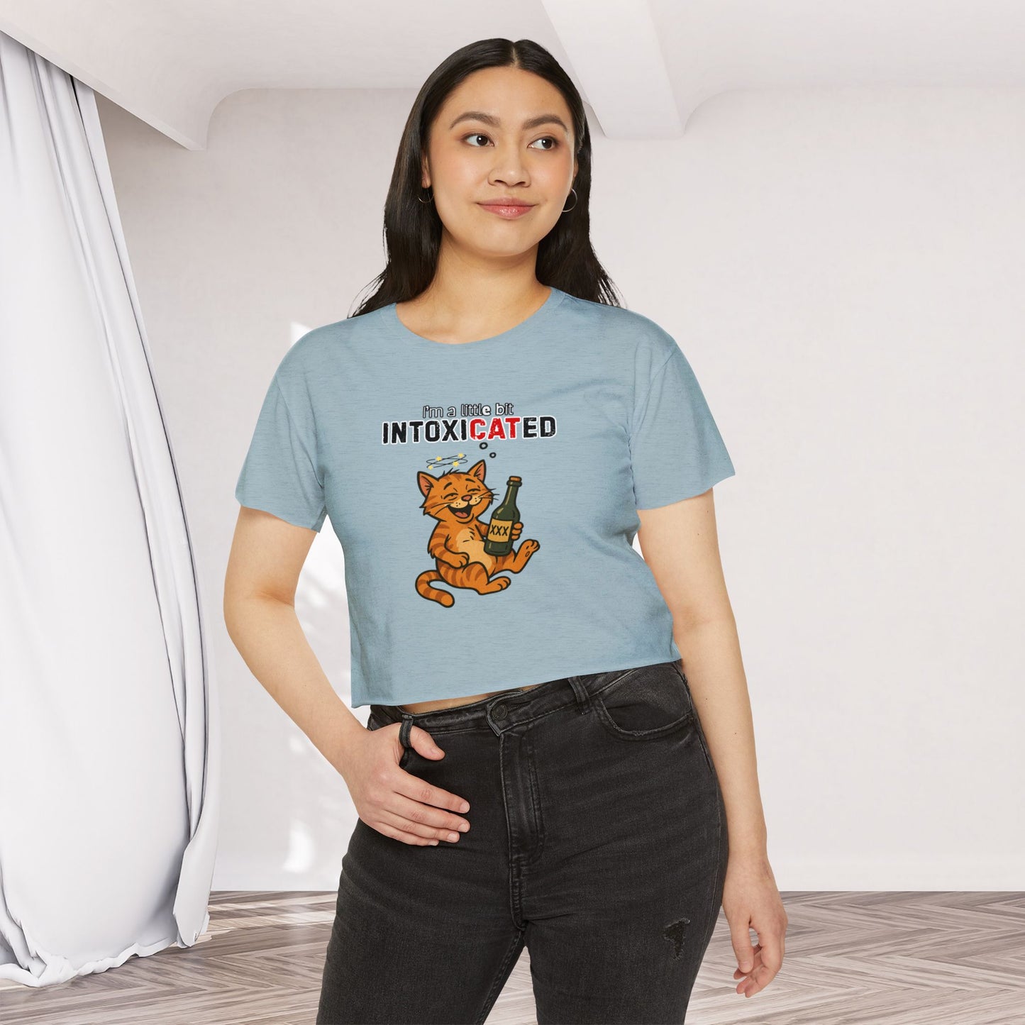 "IntoxiCATed" Crop-Top Shirt for Women