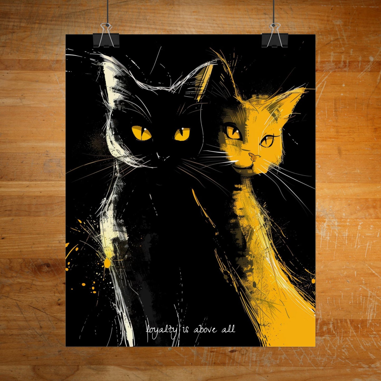 "Loyalty Above All" Anime-Style Cat Poster