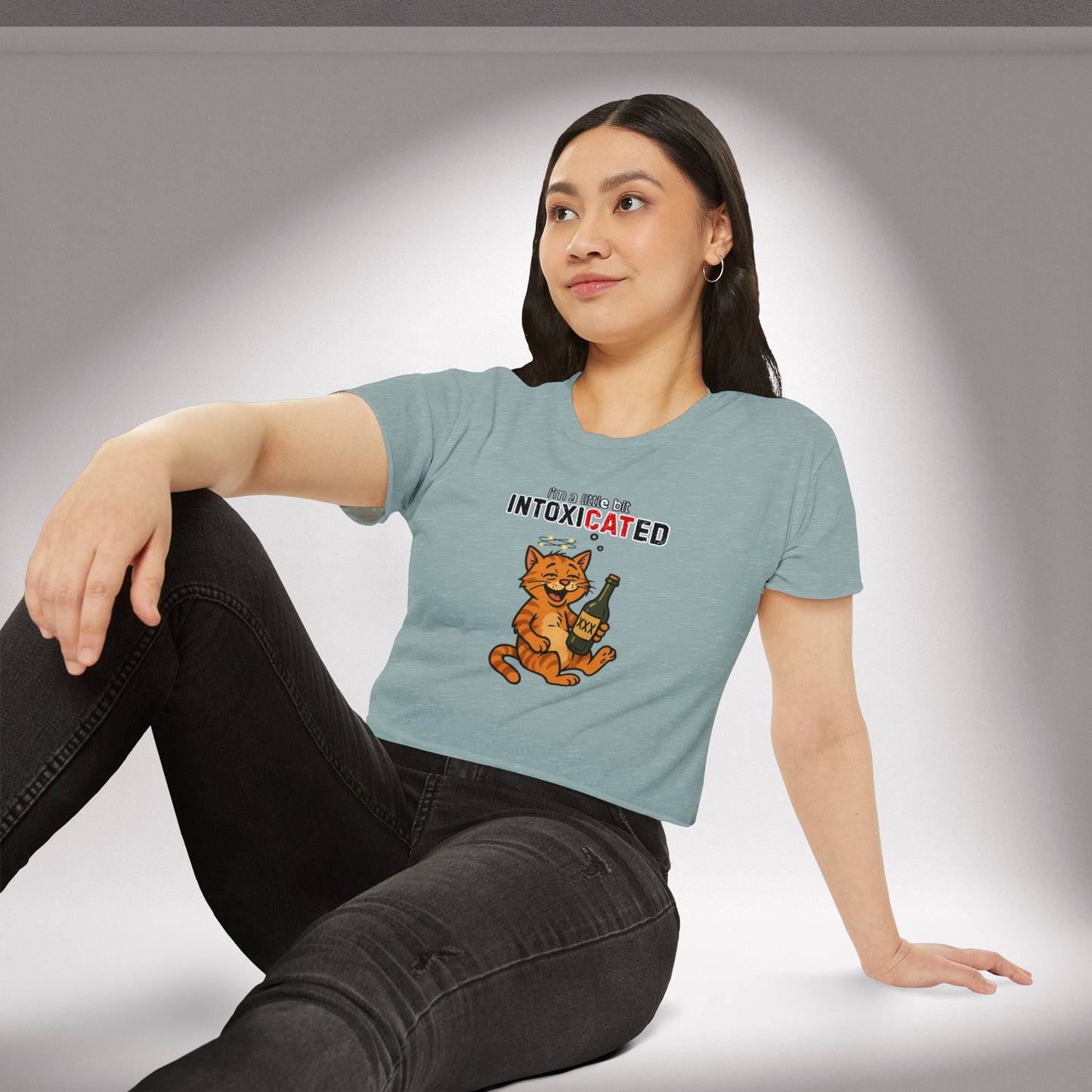 "IntoxiCATed" Crop-Top Shirt for Women