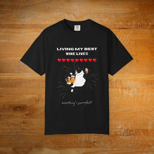 "Living My Best 9 Lives" - Funny Tee