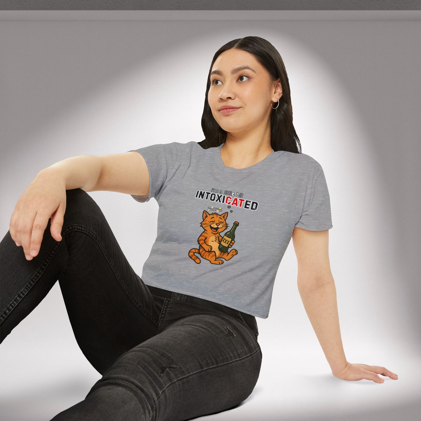 "IntoxiCATed" Crop-Top Shirt for Women