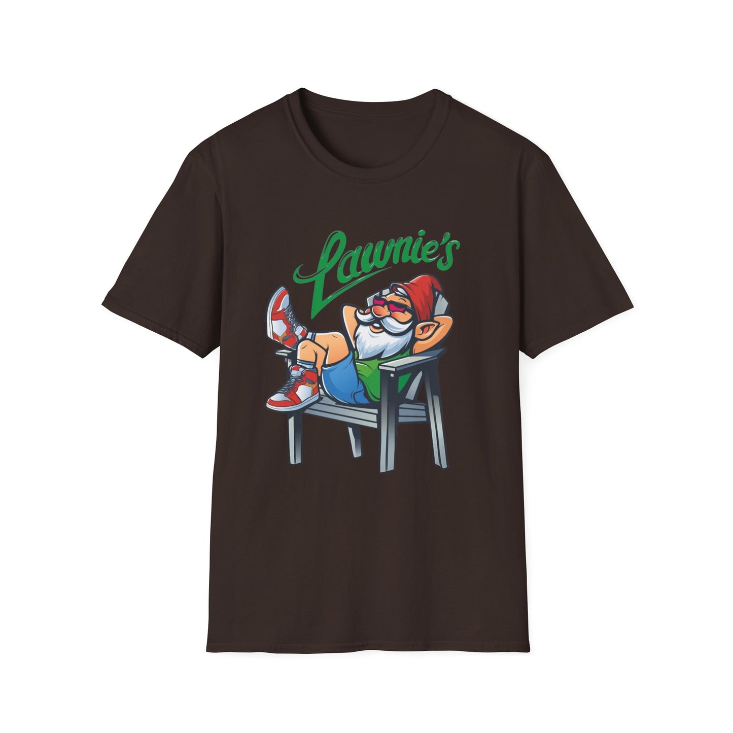 Relaxed Gnome T-Shirt with Lawnie's Design, Unisex Tee for Garden Lovers, Funny Gift for Birthdays, Casual Wear, Relaxation Vibe