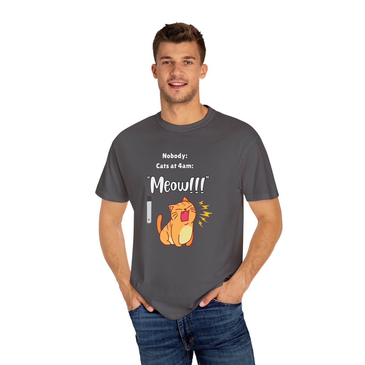 "Cats at 4am: Meow!!!" Funny T-Shirt