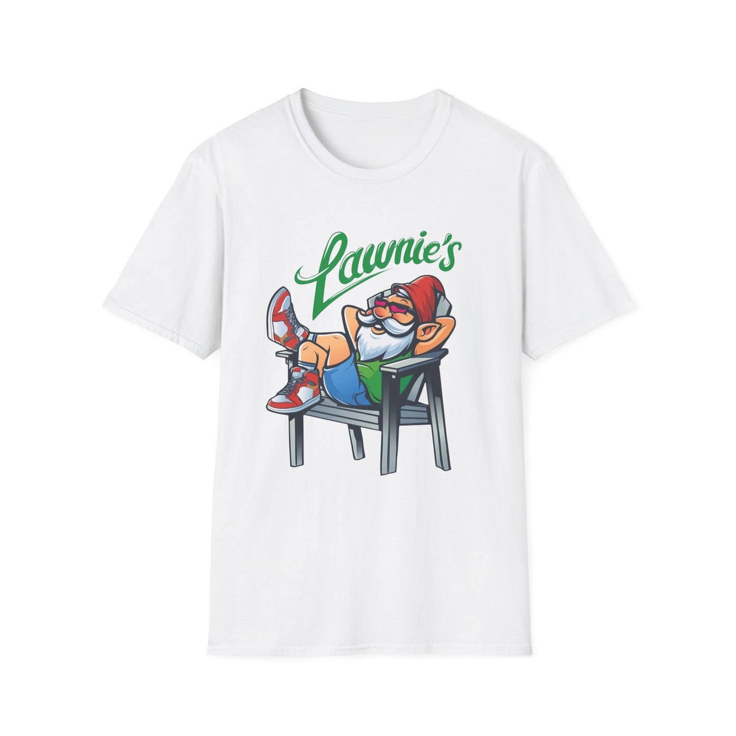 Relaxed Gnome T-Shirt with Lawnie's Design, Unisex Tee for Garden Lovers, Funny Gift for Birthdays, Casual Wear, Relaxation Vibe