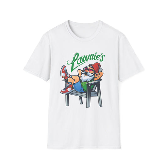 Relaxed Gnome T-Shirt with Lawnie's Design, Unisex Tee for Garden Lovers, Funny Gift for Birthdays, Casual Wear, Relaxation Vibe