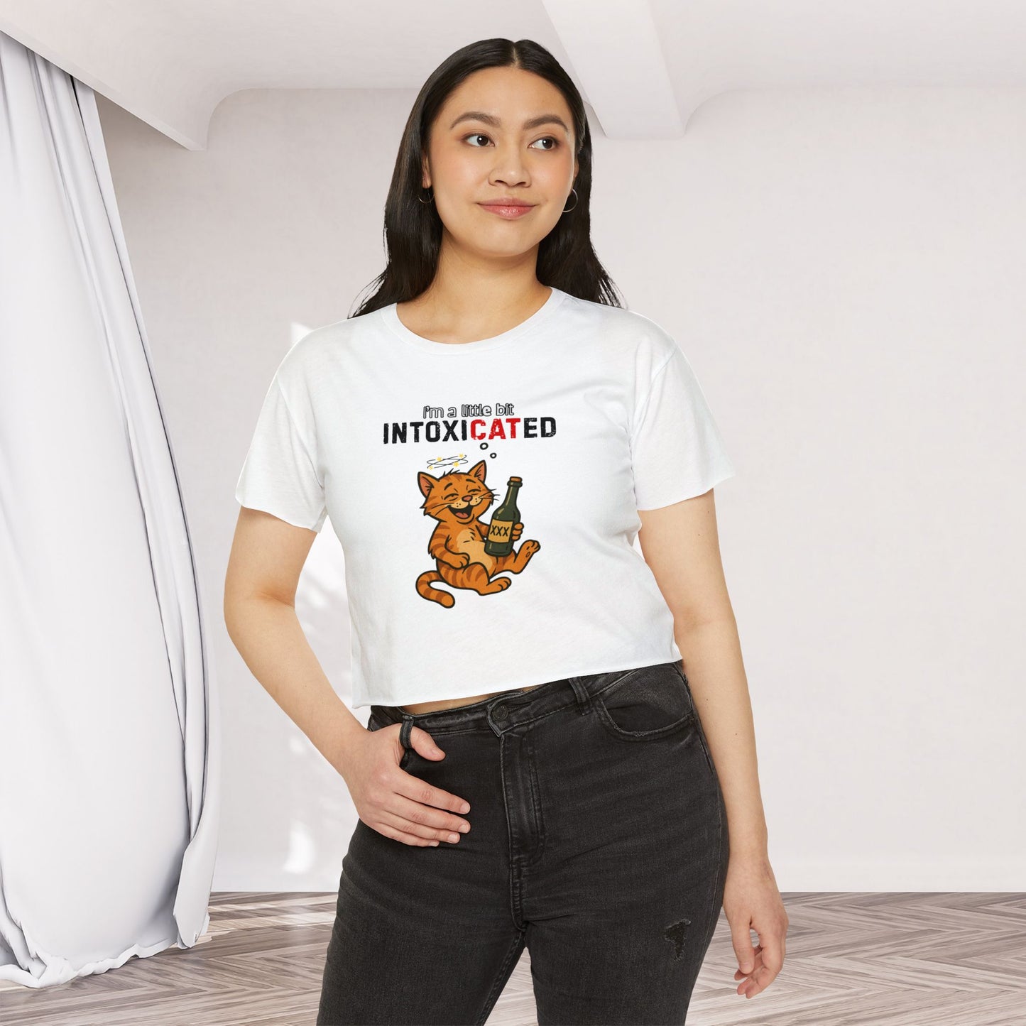 "IntoxiCATed" Crop-Top Shirt for Women