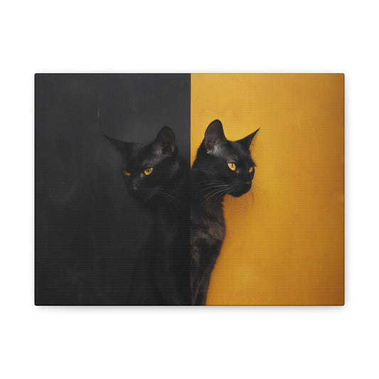 "Duality of Cat" Canvas Art - Home Decor