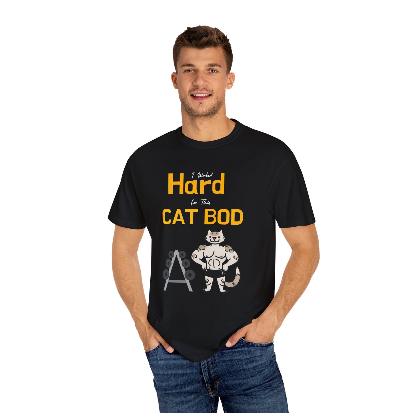 "I Worked Hard for This Cat Bod" Funny Cat T-Shirt