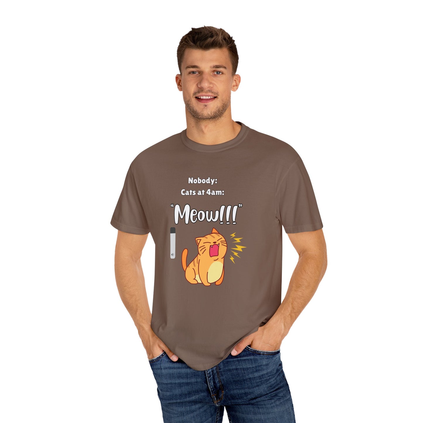 "Cats at 4am: Meow!!!" Funny T-Shirt