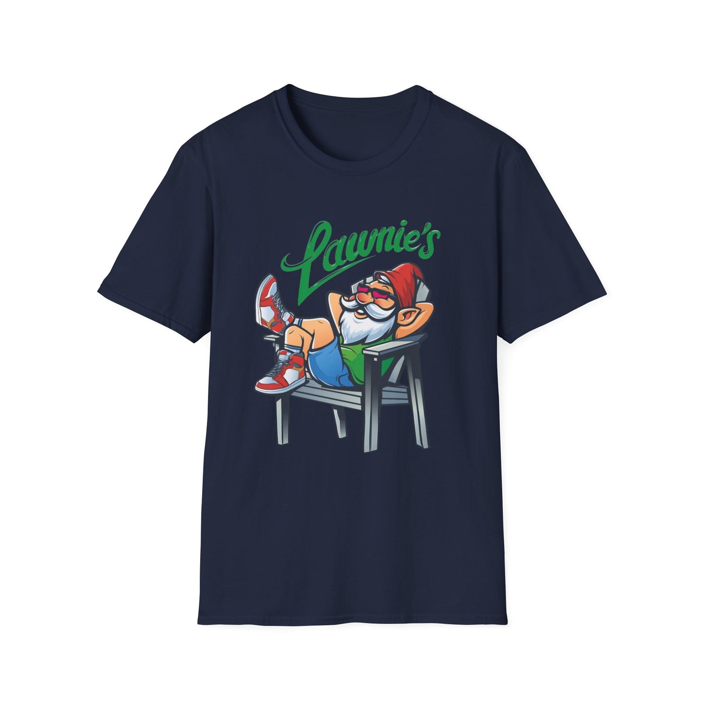 Relaxed Gnome T-Shirt with Lawnie's Design, Unisex Tee for Garden Lovers, Funny Gift for Birthdays, Casual Wear, Relaxation Vibe