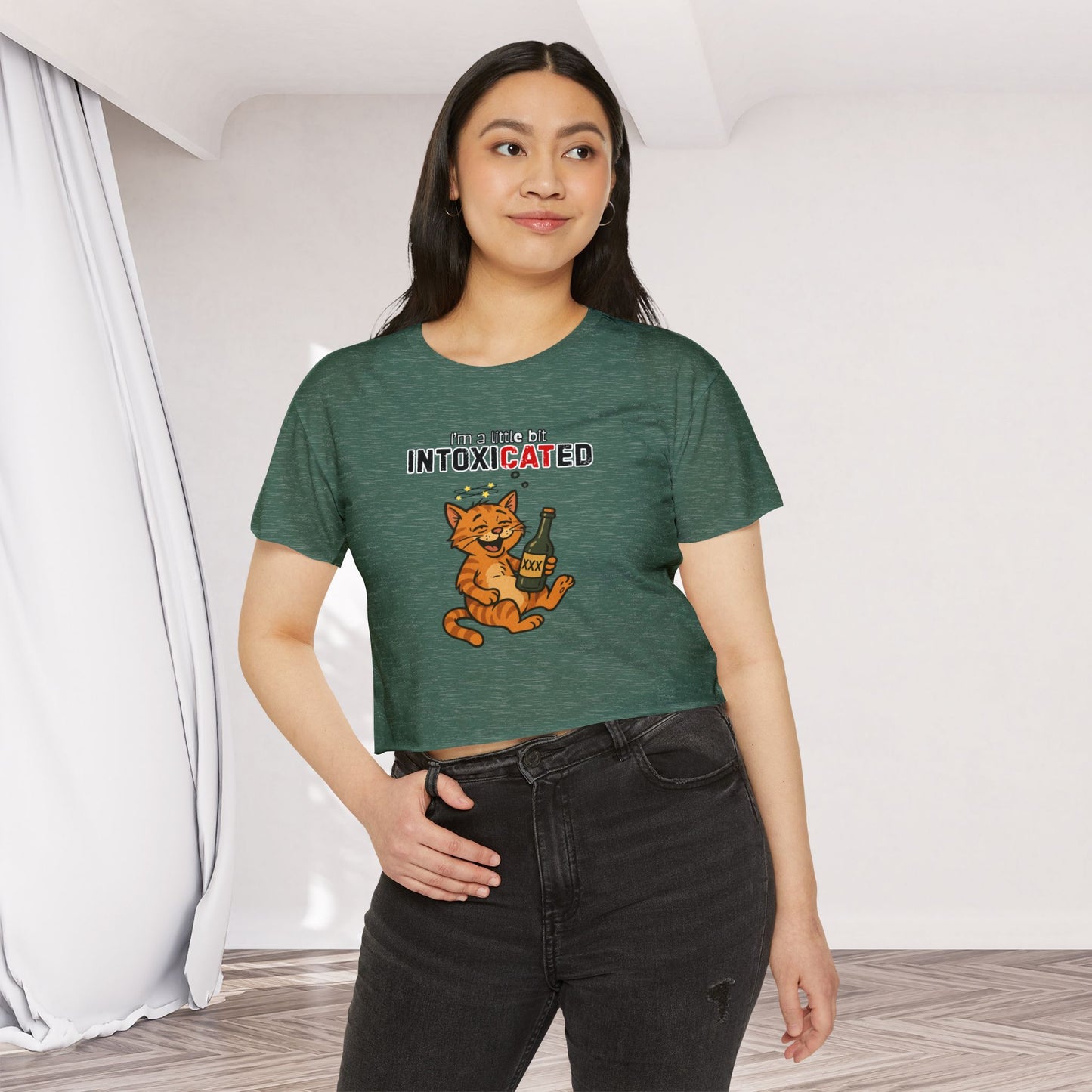 "IntoxiCATed" Crop-Top Shirt for Women