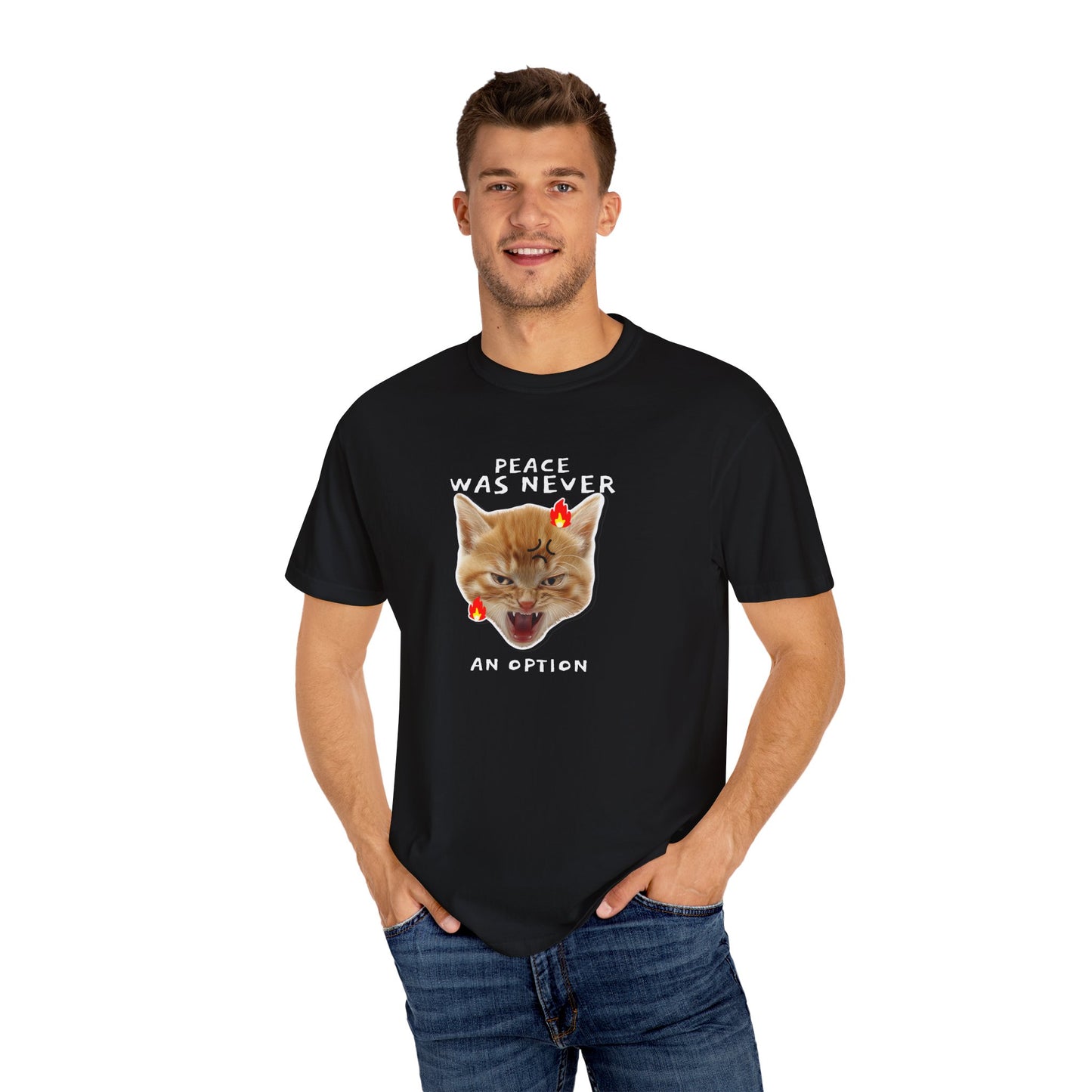 "Peace Was Never an Option" Funny Cat T-Shirt