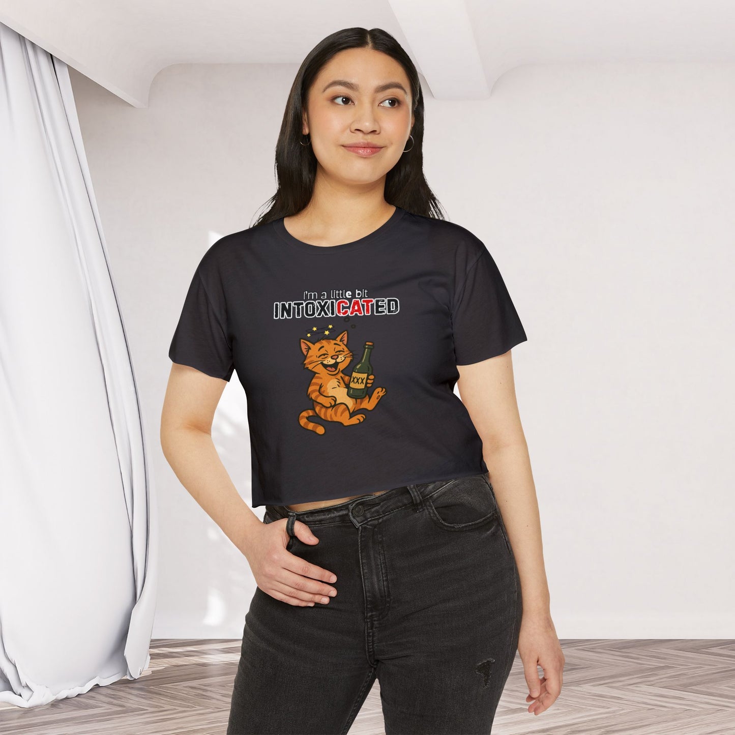 "IntoxiCATed" Crop-Top Shirt for Women