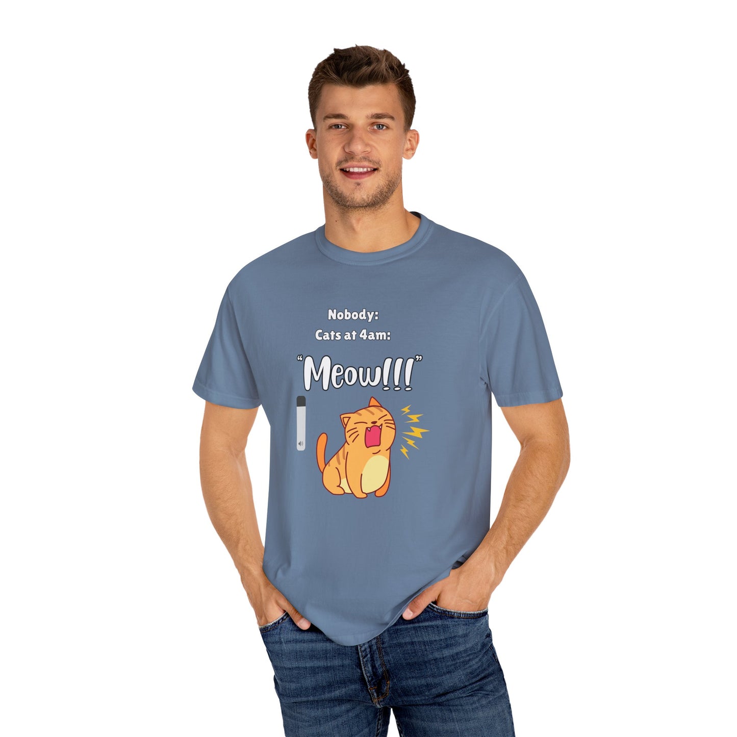 "Cats at 4am: Meow!!!" Funny T-Shirt