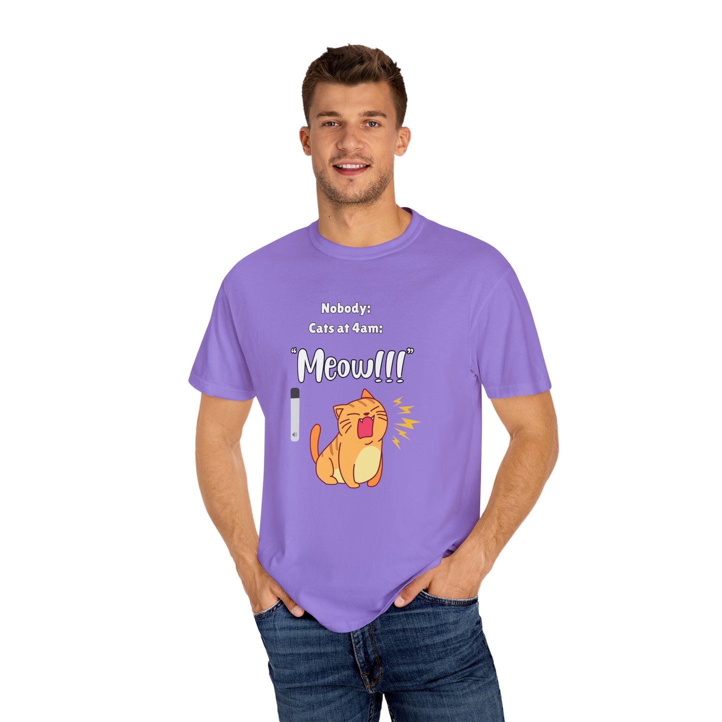 "Cats at 4am: Meow!!!" Funny T-Shirt