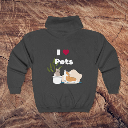 I Love Pets - Women's Cozy Zip-Up Hoodie