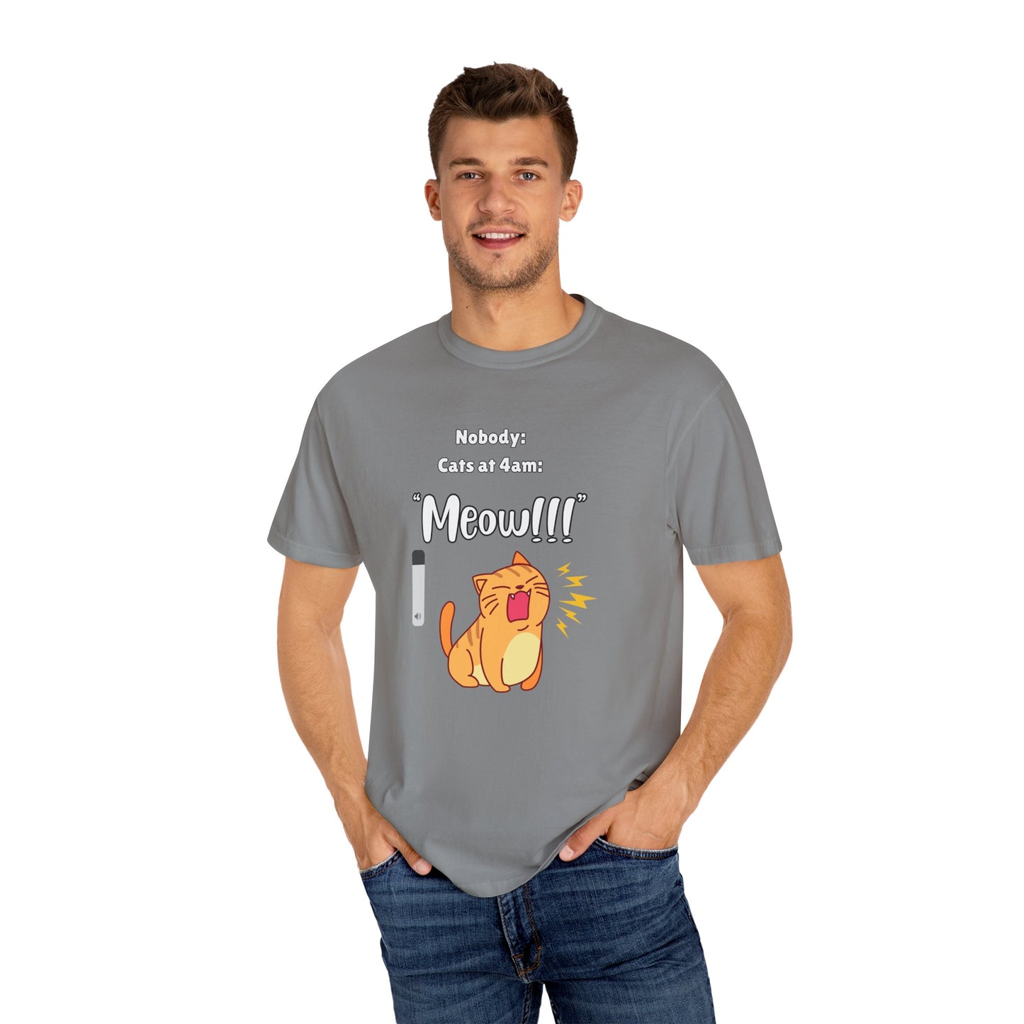 "Cats at 4am: Meow!!!" Funny T-Shirt
