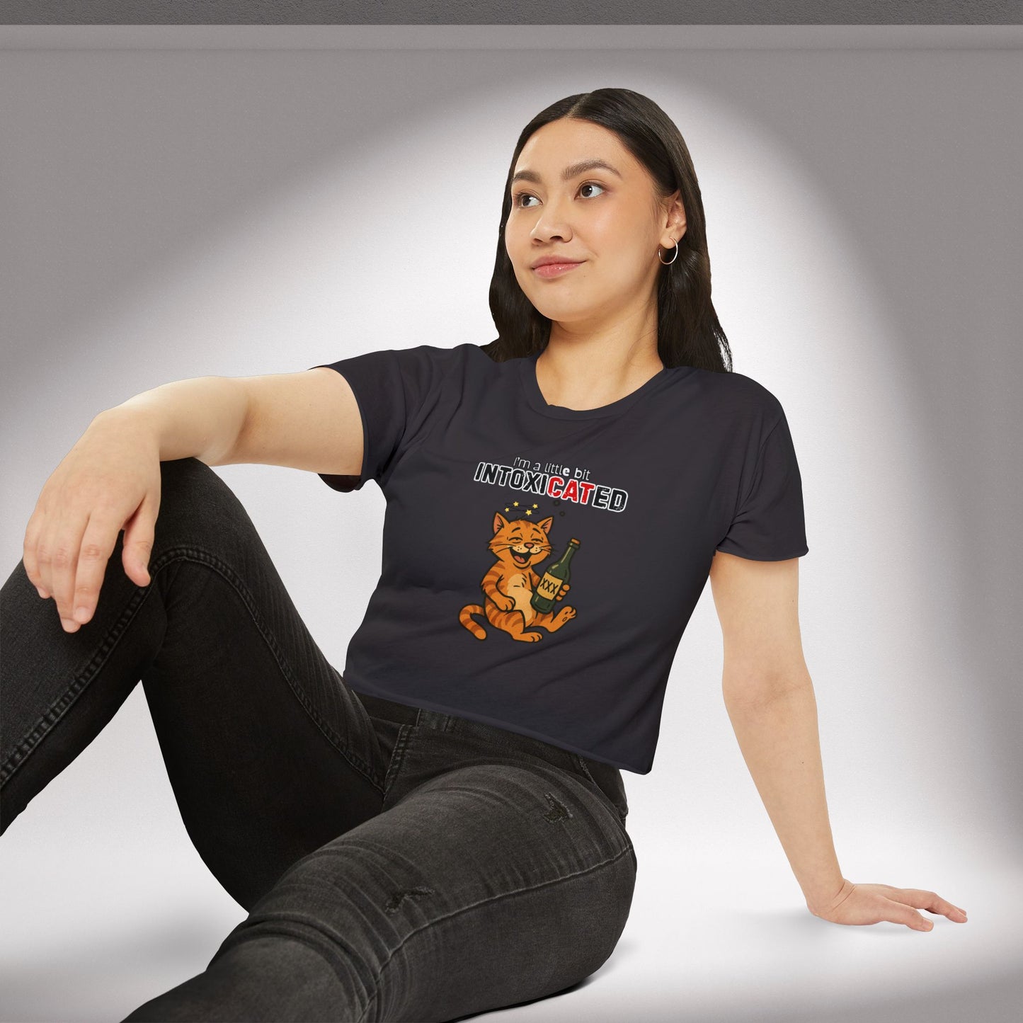 "IntoxiCATed" Crop-Top Shirt for Women