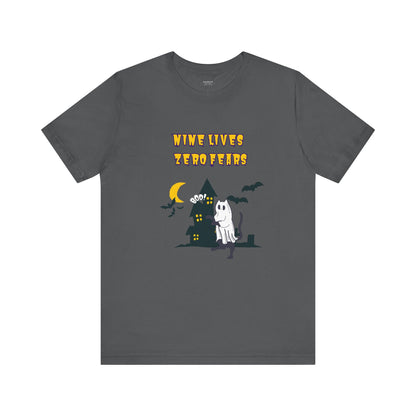 Nine Lives, Zero Fears Halloween Unisex Shirt